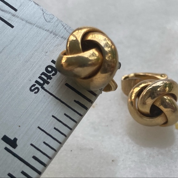 Vintage Gold Love Knot Earrings - Picture 2 of 3